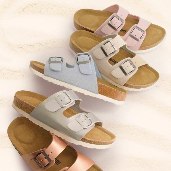 CUSHIONAIRE Lane Cork Footbed Sandals for Women – Comfortable Double Buckle Slip-On with Genuine Suede Footbed & Arch Support Slides for Women Footwear - Image 14