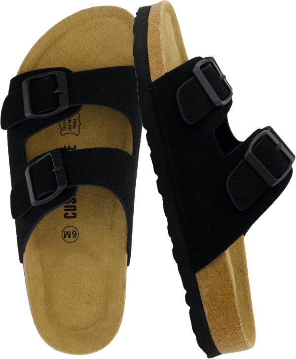 CUSHIONAIRE Lane Cork Footbed Sandals for Women – Comfortable Double Buckle Slip-On with Genuine Suede Footbed & Arch Support Slides for Women Footwear - Image 18