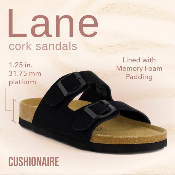 CUSHIONAIRE Lane Cork Footbed Sandals for Women – Comfortable Double Buckle Slip-On with Genuine Suede Footbed & Arch Support Slides for Women Footwear - Image 19
