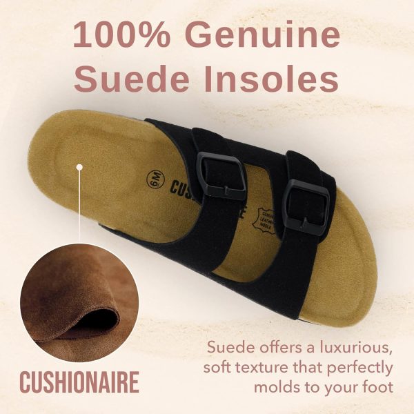 CUSHIONAIRE Lane Cork Footbed Sandals for Women – Comfortable Double Buckle Slip-On with Genuine Suede Footbed & Arch Support Slides for Women Footwear - Image 20