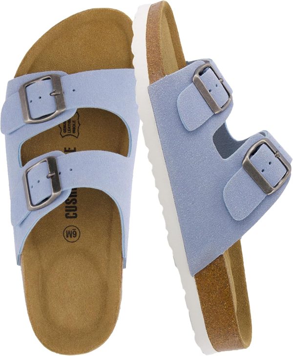 CUSHIONAIRE Lane Cork Footbed Sandals for Women – Comfortable Double Buckle Slip-On with Genuine Suede Footbed & Arch Support Slides for Women Footwear - Image 29