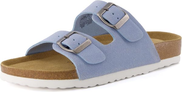 CUSHIONAIRE Lane Cork Footbed Sandals for Women – Comfortable Double Buckle Slip-On with Genuine Suede Footbed & Arch Support Slides for Women Footwear - Image 33