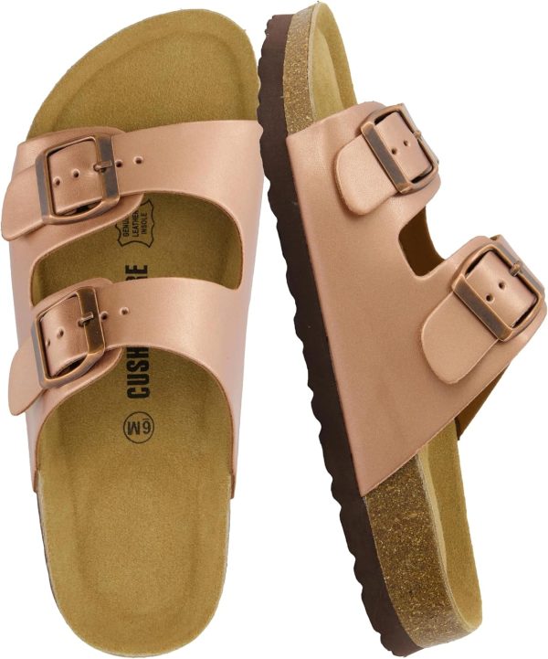 CUSHIONAIRE Lane Cork Footbed Sandals for Women – Comfortable Double Buckle Slip-On with Genuine Suede Footbed & Arch Support Slides for Women Footwear - Image 37