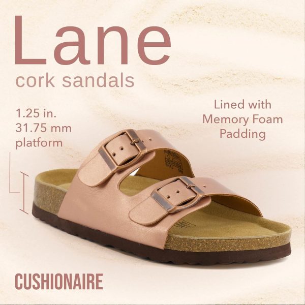 CUSHIONAIRE Lane Cork Footbed Sandals for Women – Comfortable Double Buckle Slip-On with Genuine Suede Footbed & Arch Support Slides for Women Footwear - Image 38