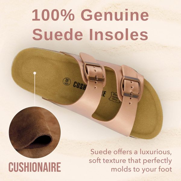 CUSHIONAIRE Lane Cork Footbed Sandals for Women – Comfortable Double Buckle Slip-On with Genuine Suede Footbed & Arch Support Slides for Women Footwear - Image 39