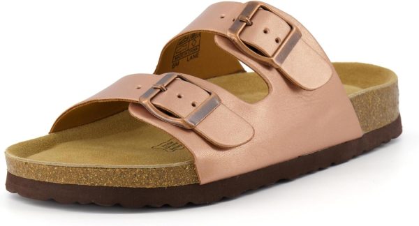 CUSHIONAIRE Lane Cork Footbed Sandals for Women – Comfortable Double Buckle Slip-On with Genuine Suede Footbed & Arch Support Slides for Women Footwear - Image 41