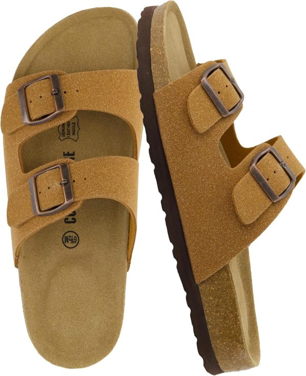 CUSHIONAIRE Lane Cork Footbed Sandals for Women – Comfortable Double Buckle Slip-On with Genuine Suede Footbed & Arch Support Slides for Women Footwear - Image 45