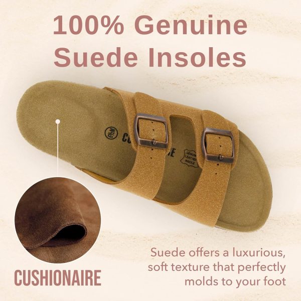 CUSHIONAIRE Lane Cork Footbed Sandals for Women – Comfortable Double Buckle Slip-On with Genuine Suede Footbed & Arch Support Slides for Women Footwear - Image 47