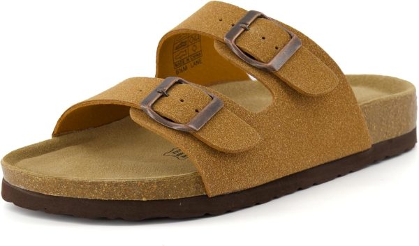 CUSHIONAIRE Lane Cork Footbed Sandals for Women – Comfortable Double Buckle Slip-On with Genuine Suede Footbed & Arch Support Slides for Women Footwear - Image 49