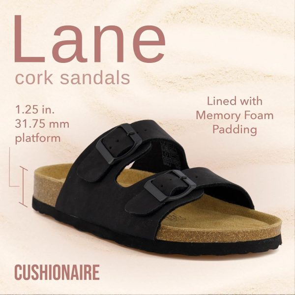 CUSHIONAIRE Lane Cork Footbed Sandals for Women – Comfortable Double Buckle Slip-On with Genuine Suede Footbed & Arch Support Slides for Women Footwear - Image 54