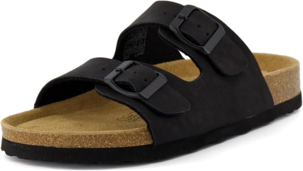 CUSHIONAIRE Lane Cork Footbed Sandals for Women – Comfortable Double Buckle Slip-On with Genuine Suede Footbed & Arch Support Slides for Women Footwear - Image 57