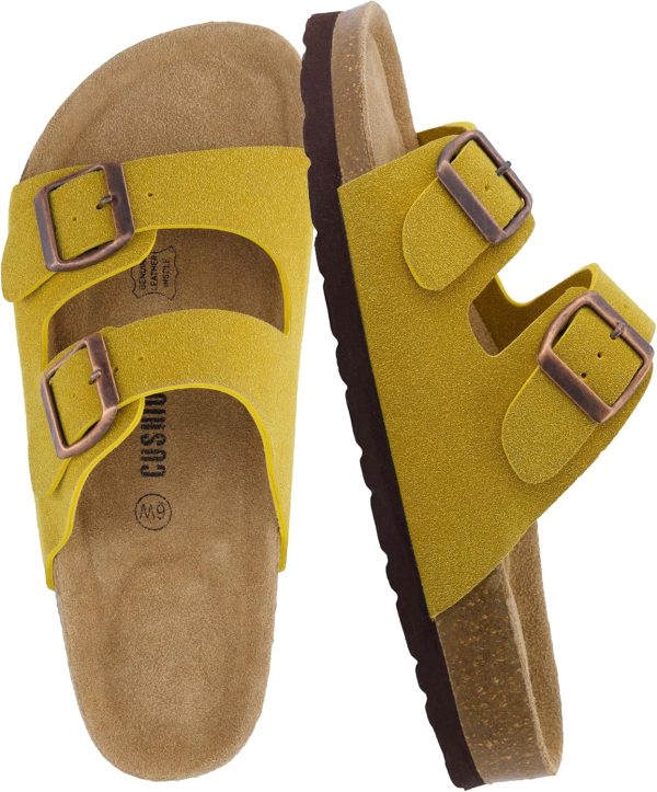 CUSHIONAIRE Lane Cork Footbed Sandals for Women – Comfortable Double Buckle Slip-On with Genuine Suede Footbed & Arch Support Slides for Women Footwear - Image 61