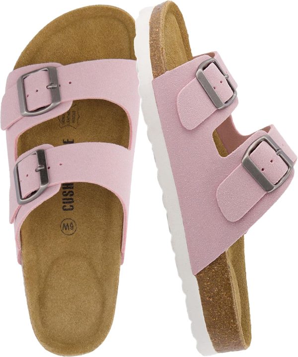CUSHIONAIRE Lane Cork Footbed Sandals for Women – Comfortable Double Buckle Slip-On with Genuine Suede Footbed & Arch Support Slides for Women Footwear - Image 69