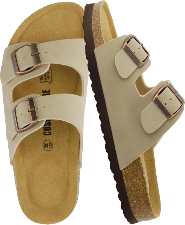 CUSHIONAIRE Lane Cork Footbed Sandals for Women – Comfortable Double Buckle Slip-On with Genuine Suede Footbed & Arch Support Slides for Women Footwear - Image 77
