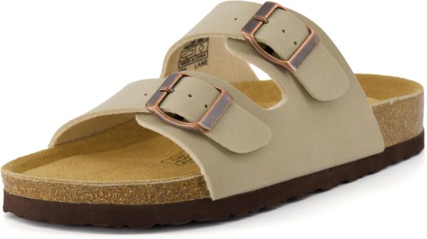 CUSHIONAIRE Lane Cork Footbed Sandals for Women – Comfortable Double Buckle Slip-On with Genuine Suede Footbed & Arch Support Slides for Women Footwear - Image 81