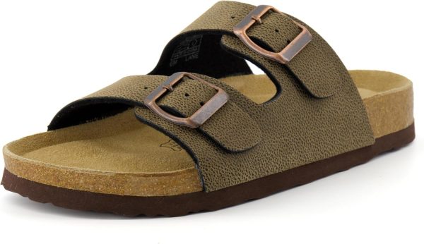 CUSHIONAIRE Lane Cork Footbed Sandals for Women – Comfortable Double Buckle Slip-On with Genuine Suede Footbed & Arch Support Slides for Women Footwear - Image 93