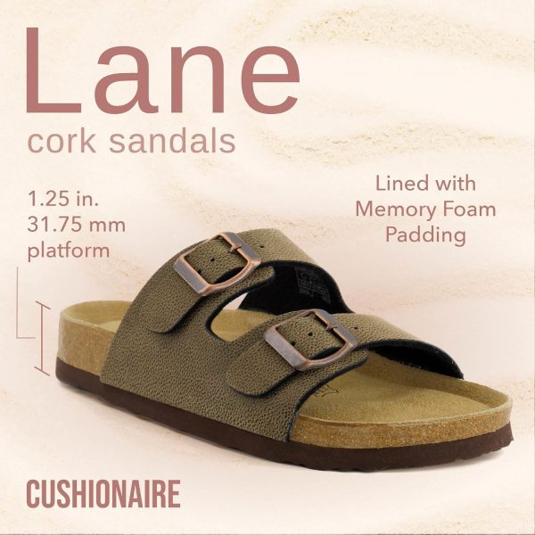 CUSHIONAIRE Lane Cork Footbed Sandals for Women – Comfortable Double Buckle Slip-On with Genuine Suede Footbed & Arch Support Slides for Women Footwear - Image 94