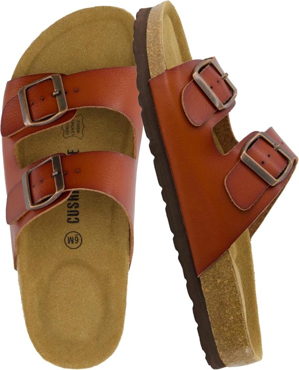 CUSHIONAIRE Lane Cork Footbed Sandals for Women – Comfortable Double Buckle Slip-On with Genuine Suede Footbed & Arch Support Slides for Women Footwear - Image 101