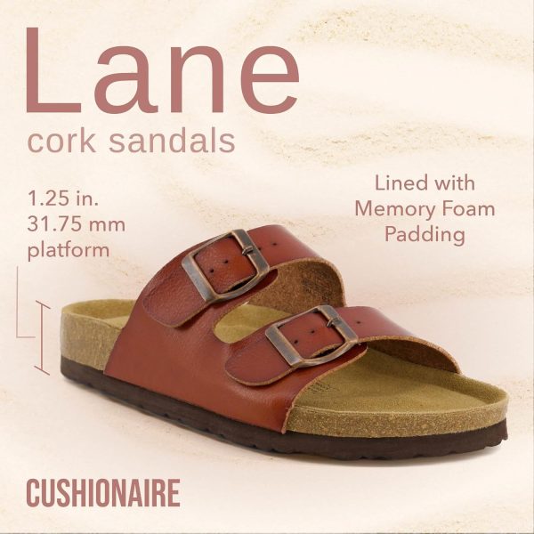 CUSHIONAIRE Lane Cork Footbed Sandals for Women – Comfortable Double Buckle Slip-On with Genuine Suede Footbed & Arch Support Slides for Women Footwear - Image 102