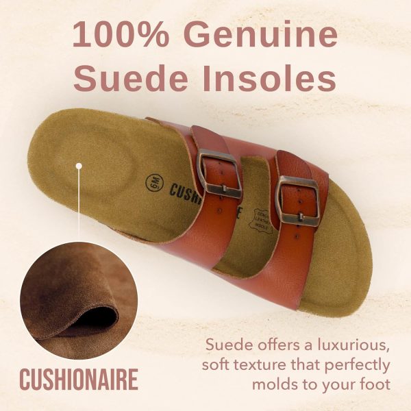 CUSHIONAIRE Lane Cork Footbed Sandals for Women – Comfortable Double Buckle Slip-On with Genuine Suede Footbed & Arch Support Slides for Women Footwear - Image 103