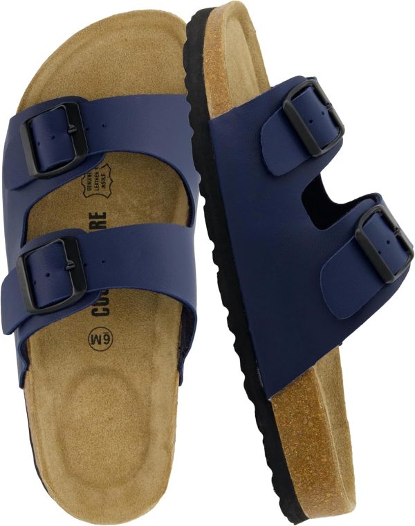 CUSHIONAIRE Lane Cork Footbed Sandals for Women – Comfortable Double Buckle Slip-On with Genuine Suede Footbed & Arch Support Slides for Women Footwear - Image 119