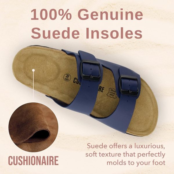 CUSHIONAIRE Lane Cork Footbed Sandals for Women – Comfortable Double Buckle Slip-On with Genuine Suede Footbed & Arch Support Slides for Women Footwear - Image 121