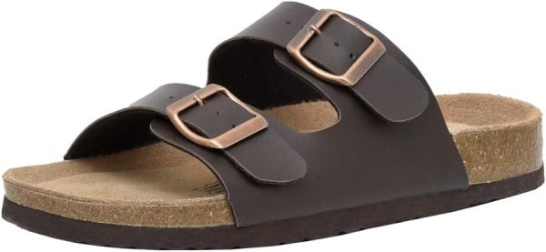 CUSHIONAIRE Lane Cork Footbed Sandals for Women – Comfortable Double Buckle Slip-On with Genuine Suede Footbed & Arch Support Slides for Women Footwear - Image 131