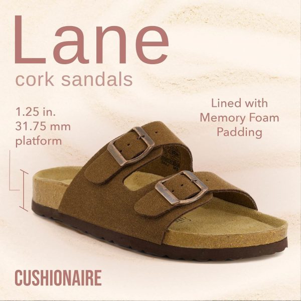 CUSHIONAIRE Lane Cork Footbed Sandals for Women – Comfortable Double Buckle Slip-On with Genuine Suede Footbed & Arch Support Slides for Women Footwear - Image 136