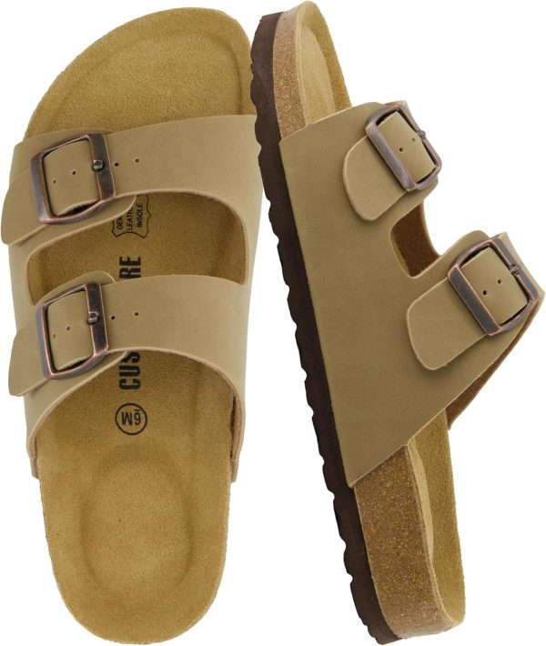 CUSHIONAIRE Lane Cork Footbed Sandals for Women – Comfortable Double Buckle Slip-On with Genuine Suede Footbed & Arch Support Slides for Women Footwear - Image 143