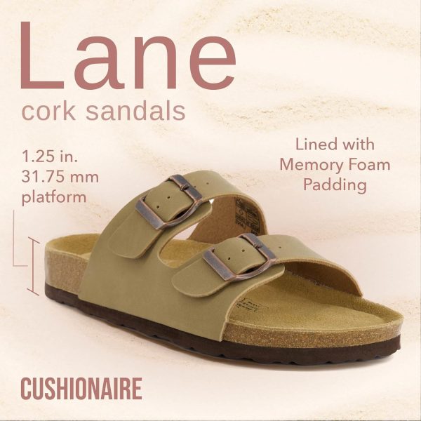 CUSHIONAIRE Lane Cork Footbed Sandals for Women – Comfortable Double Buckle Slip-On with Genuine Suede Footbed & Arch Support Slides for Women Footwear - Image 144