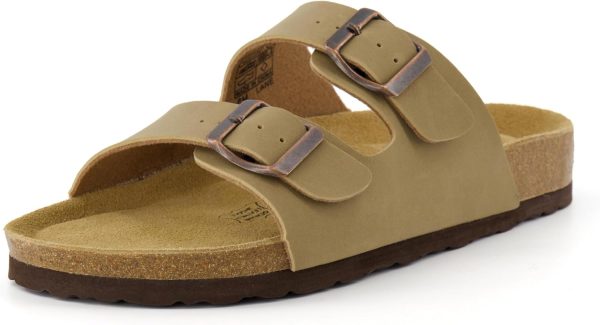 CUSHIONAIRE Lane Cork Footbed Sandals for Women – Comfortable Double Buckle Slip-On with Genuine Suede Footbed & Arch Support Slides for Women Footwear - Image 147