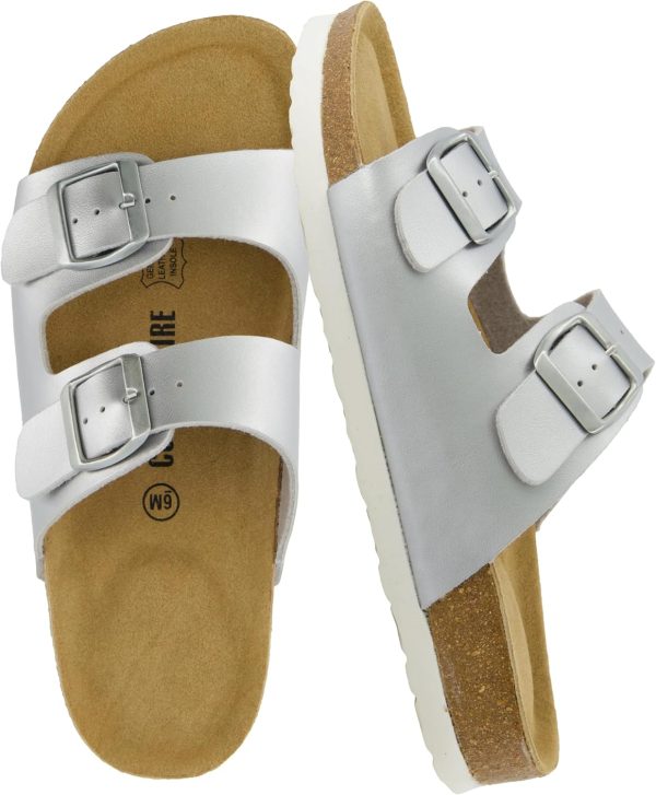 CUSHIONAIRE Lane Cork Footbed Sandals for Women – Comfortable Double Buckle Slip-On with Genuine Suede Footbed & Arch Support Slides for Women Footwear - Image 151