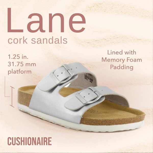 CUSHIONAIRE Lane Cork Footbed Sandals for Women – Comfortable Double Buckle Slip-On with Genuine Suede Footbed & Arch Support Slides for Women Footwear - Image 152