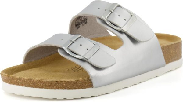 CUSHIONAIRE Lane Cork Footbed Sandals for Women – Comfortable Double Buckle Slip-On with Genuine Suede Footbed & Arch Support Slides for Women Footwear - Image 155