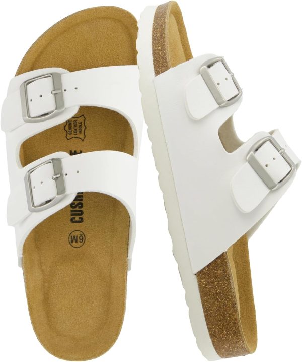 CUSHIONAIRE Lane Cork Footbed Sandals for Women – Comfortable Double Buckle Slip-On with Genuine Suede Footbed & Arch Support Slides for Women Footwear - Image 159