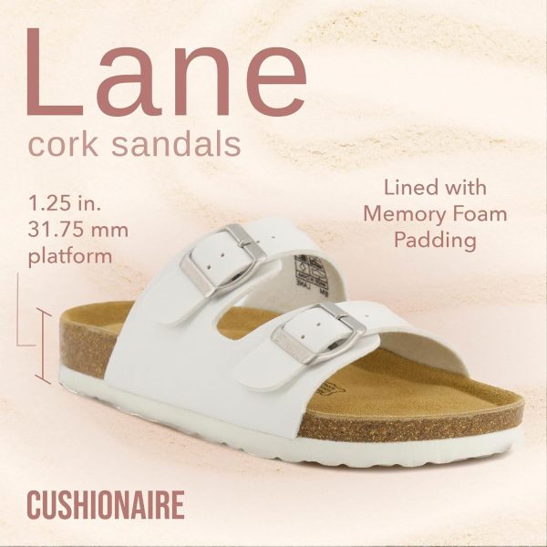 CUSHIONAIRE Lane Cork Footbed Sandals for Women – Comfortable Double Buckle Slip-On with Genuine Suede Footbed & Arch Support Slides for Women Footwear - Image 160