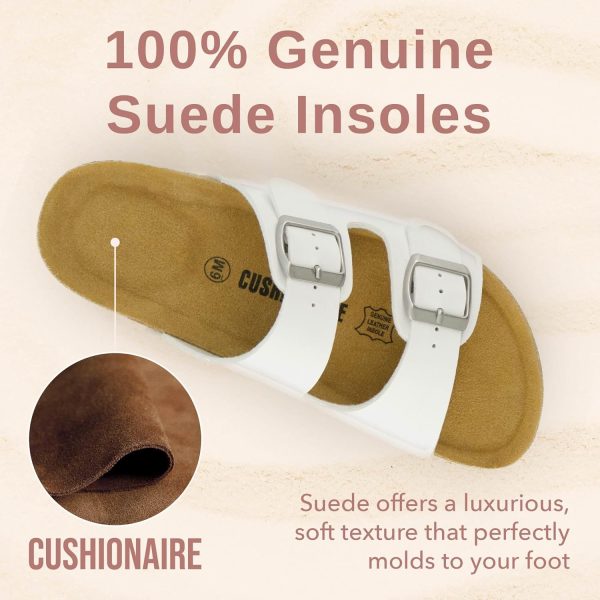 CUSHIONAIRE Lane Cork Footbed Sandals for Women – Comfortable Double Buckle Slip-On with Genuine Suede Footbed & Arch Support Slides for Women Footwear - Image 161
