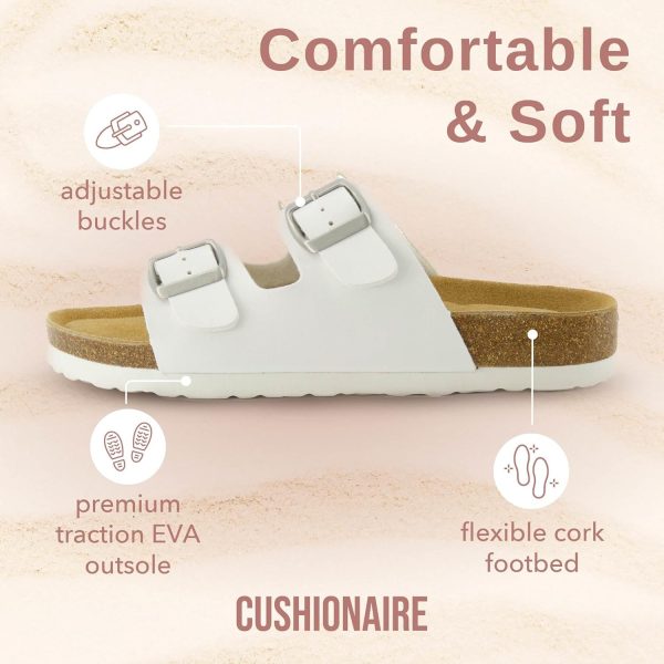 CUSHIONAIRE Lane Cork Footbed Sandals for Women – Comfortable Double Buckle Slip-On with Genuine Suede Footbed & Arch Support Slides for Women Footwear - Image 162