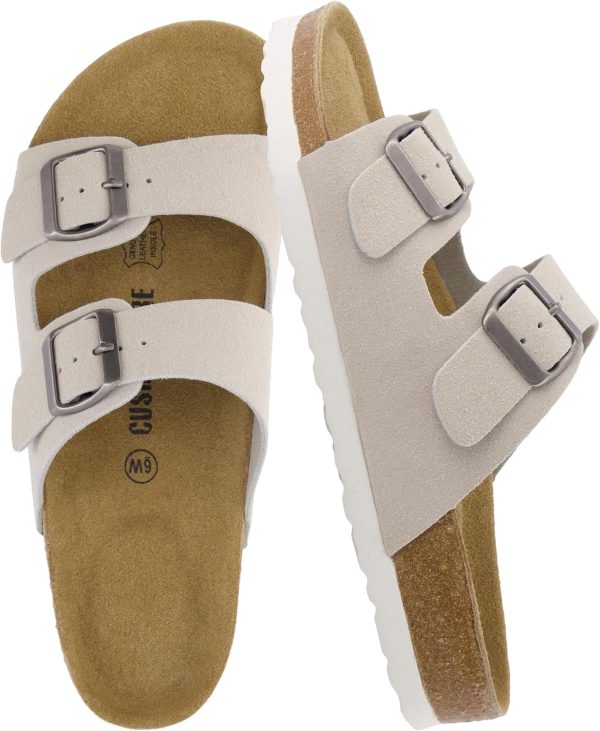 CUSHIONAIRE Lane Cork Footbed Sandals for Women – Comfortable Double Buckle Slip-On with Genuine Suede Footbed & Arch Support Slides for Women Footwear - Image 167