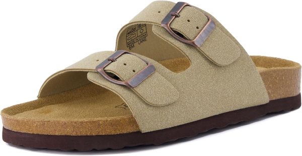 CUSHIONAIRE Lane Cork Footbed Sandals for Women – Comfortable Double Buckle Slip-On with Genuine Suede Footbed & Arch Support Slides for Women Footwear - Image 179
