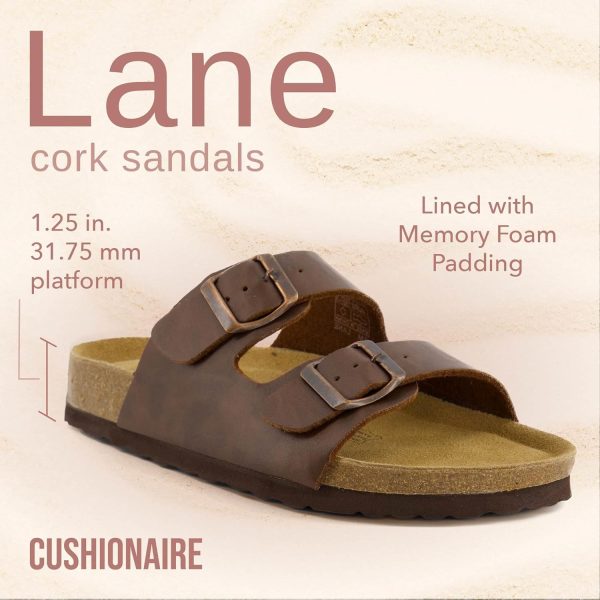 CUSHIONAIRE Lane Cork Footbed Sandals for Women – Comfortable Double Buckle Slip-On with Genuine Suede Footbed & Arch Support Slides for Women Footwear - Image 184