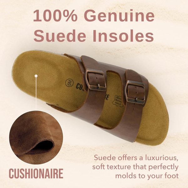 CUSHIONAIRE Lane Cork Footbed Sandals for Women – Comfortable Double Buckle Slip-On with Genuine Suede Footbed & Arch Support Slides for Women Footwear - Image 185
